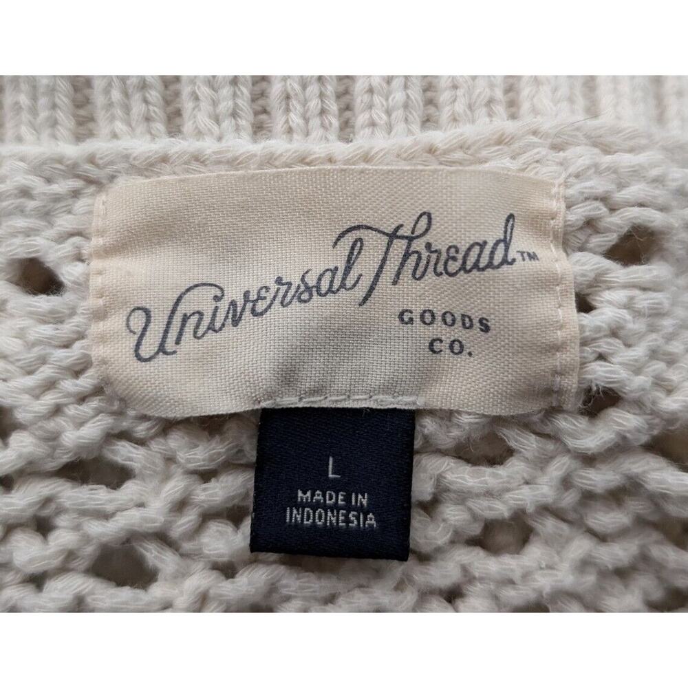 Universal Threads Tan Open Knit Cotton Blend Sweater Misses Size L - Picture 5 of 7